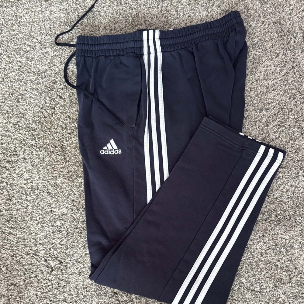 adidas Kids Navy Track Joggers with White Three-Stripes